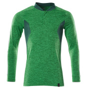 18081-810-33303 Poloshirt, met lange mouwen - helder groen-gemêleerd/groen