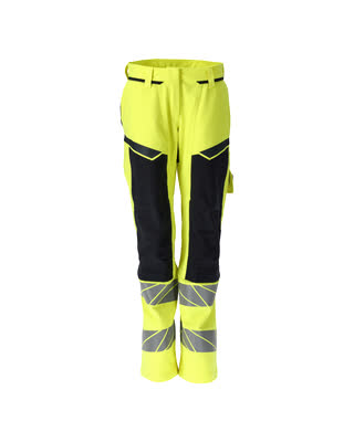 Mascot Accelerate Multisafe Broek 21078-284 kniezakken Ultimate Stretch vrouwen vlamvertragend antistatisch HiVis fluo geel-donker marineblauw(17010)