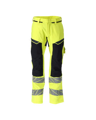 Mascot Accelerate Multisafe Broek 21079-284 kniezakken Ultimate Stretch vrouwen vlamvertragend antistatisch HiVis fluo geel-donker marineblauw(17010)