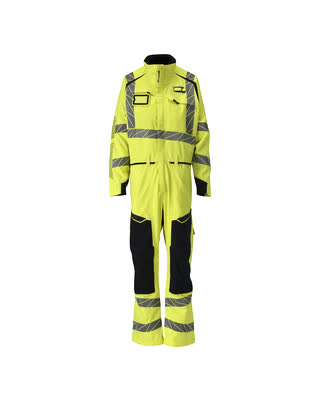 Mascot Accelerate Multisafe Overall 21319-281 kniezakken vlamvertragend antistatisch stretch HiVis fluo geel-donker marineblauw(17010)