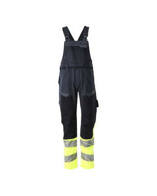 Mascot Accelerate Multisafe Amerikaanse overall 21469-281 kniezakken vlamvertragend antistatisch stretch HiVis donker marineblauw-fluo geel(01017)